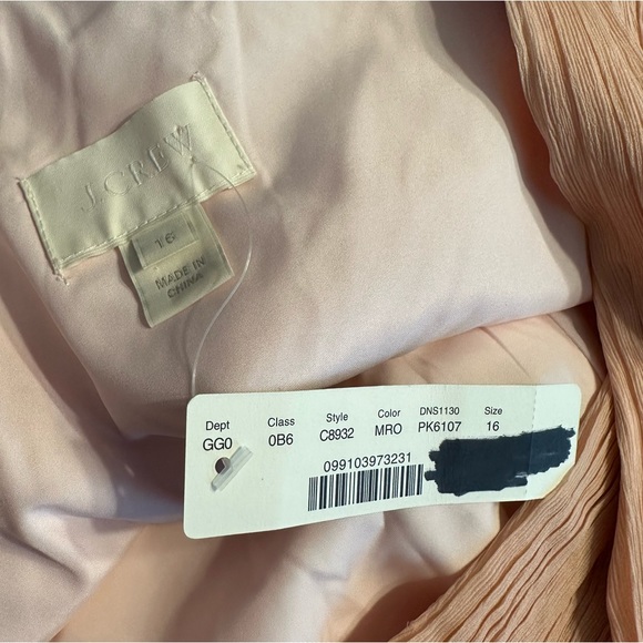 J. Crew Cara Silk Chiffon One Shoulder Dress in Misty Rose size 16 NWT - Picture 11 of 15